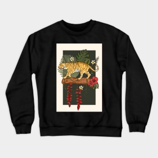 Jungle Tiger on Log Crewneck Sweatshirt